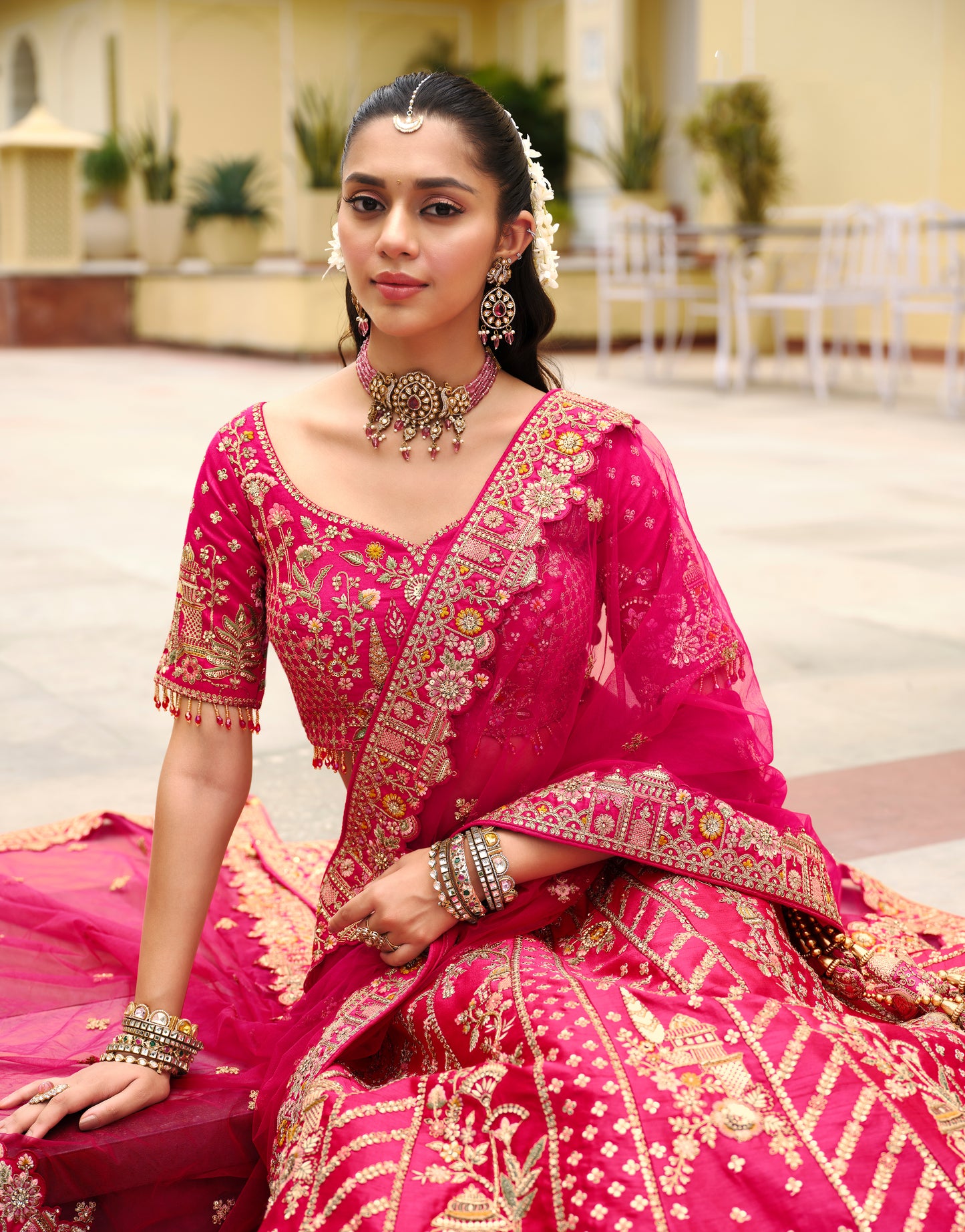 Exclusive Designer Fuchsia Pink Bridal Lehenga with Embroidered and Applique Work NAVYA COLLECTION 2025