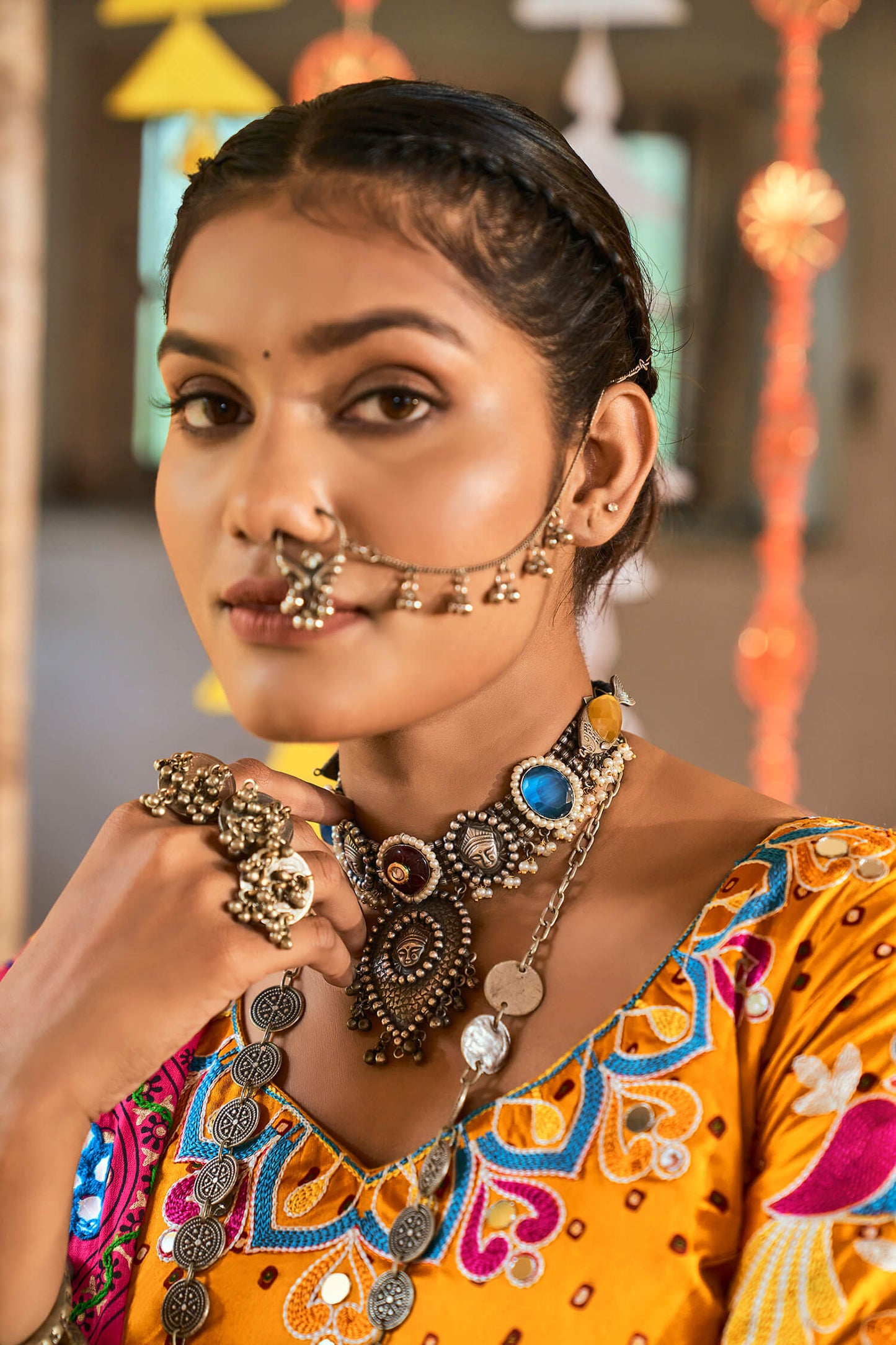 Lehenga Choli noir et jaune spécial Navratri traditionnel en coton maslin
