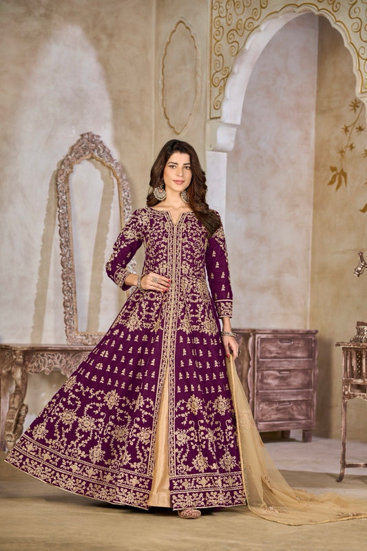 Robe Maxi Violet foncé de fête en tulle COLLECTION NAYLA