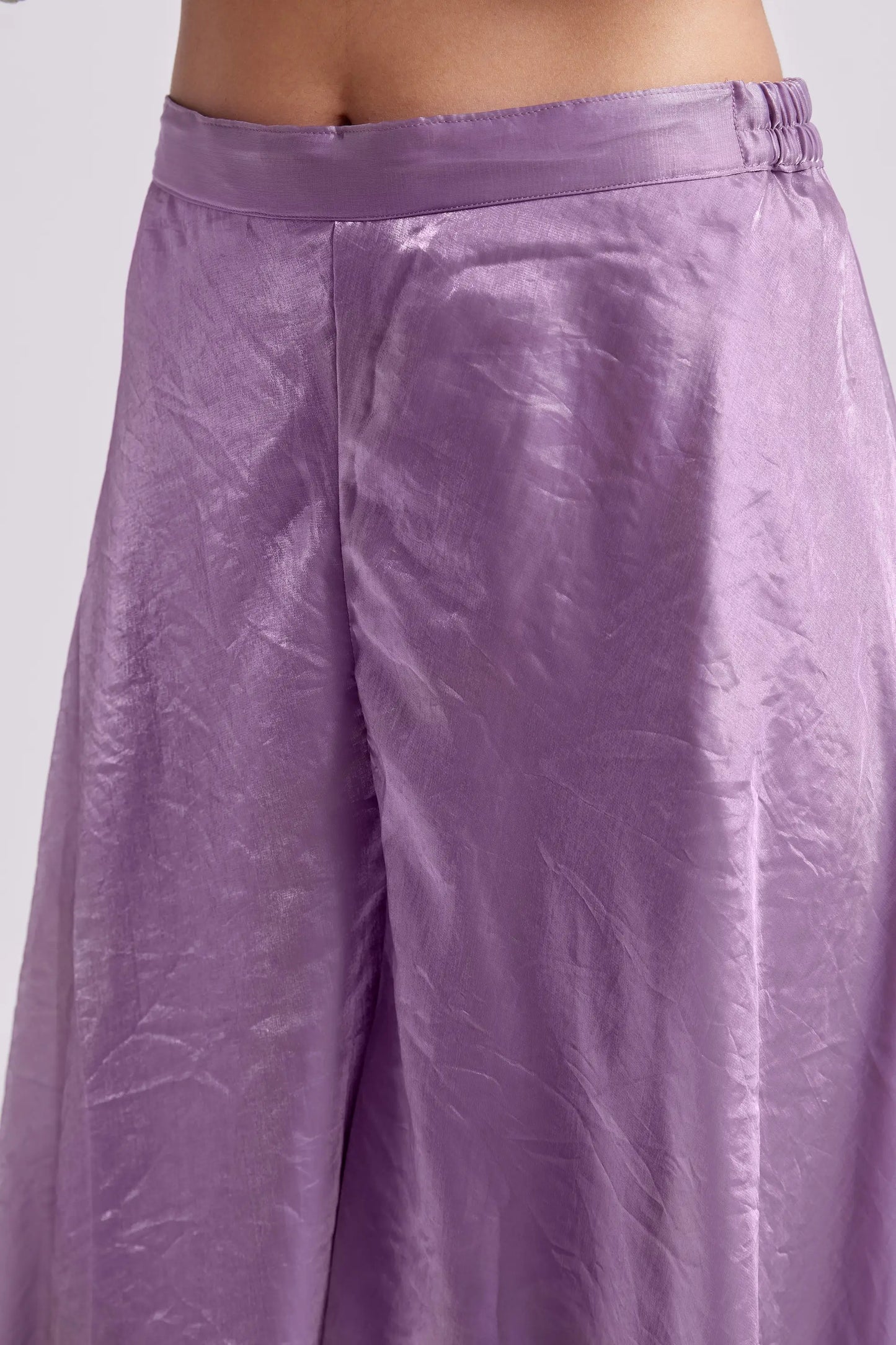 Salwar Suit en Organza pur violet Lilas
