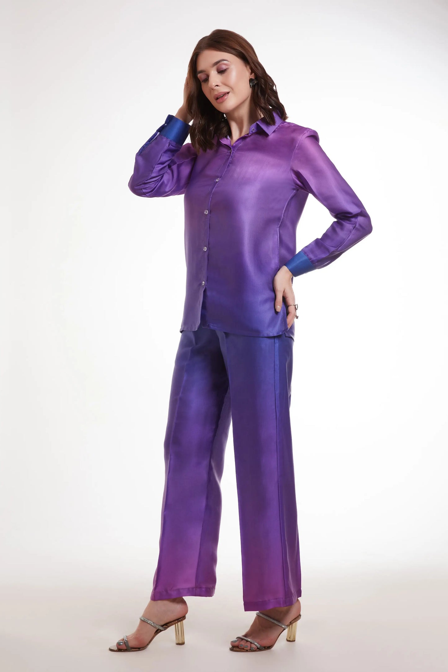 Mehrfarbig bedrucktes Satin-Set