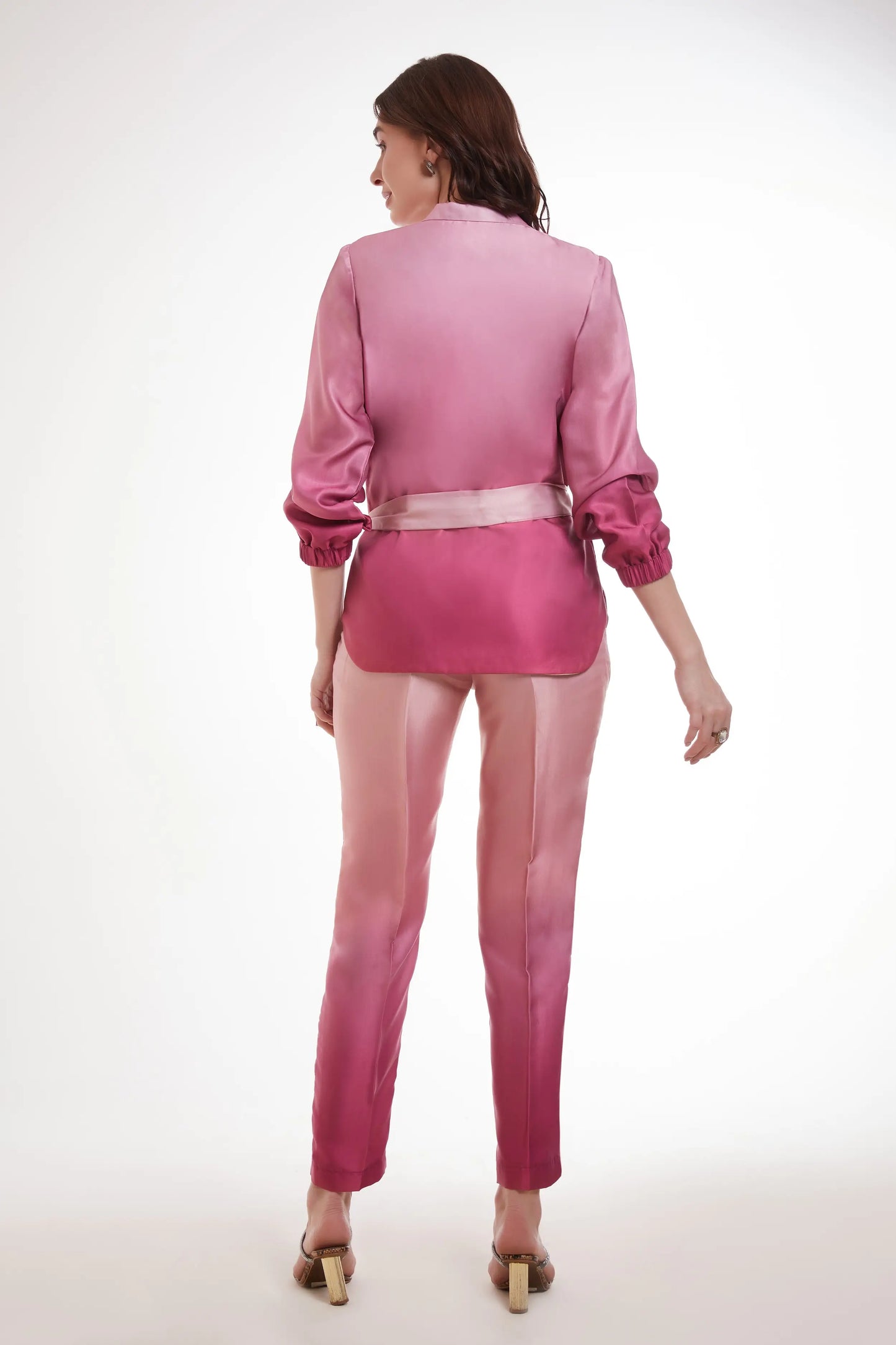 Rosa bedrucktes Satin-Set