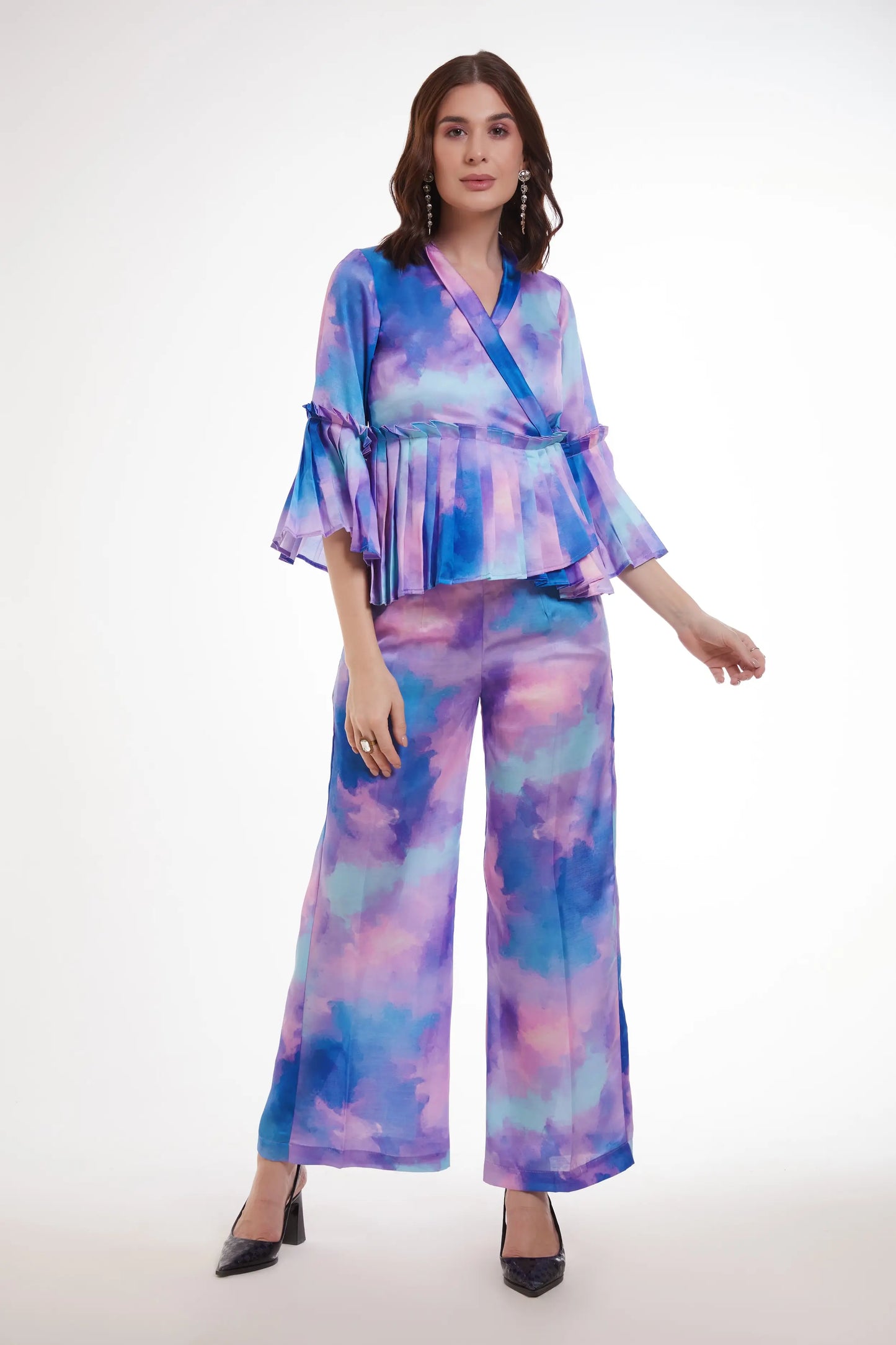 Lila bedrucktes Satin-Set