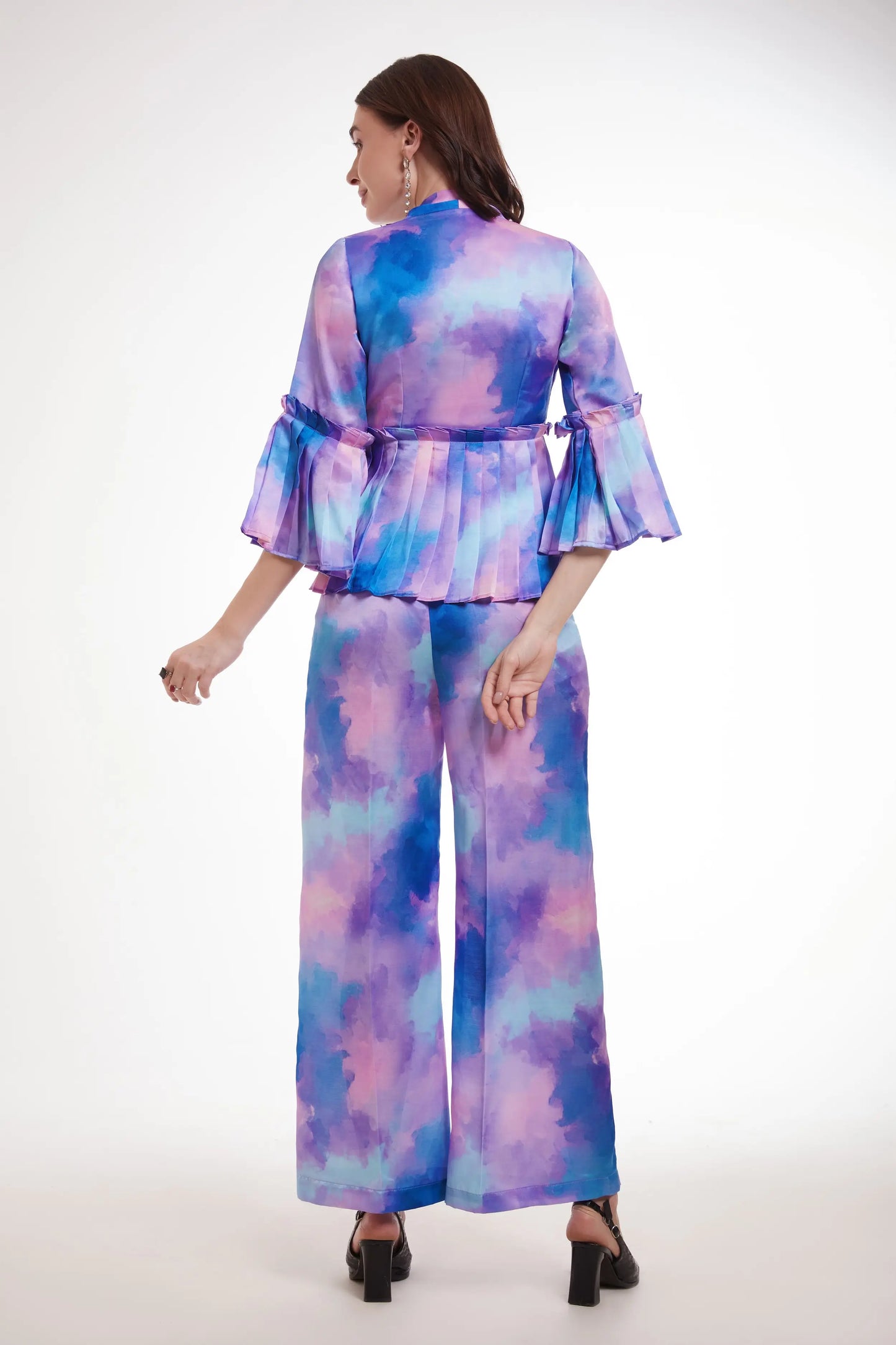 Lila bedrucktes Satin-Set