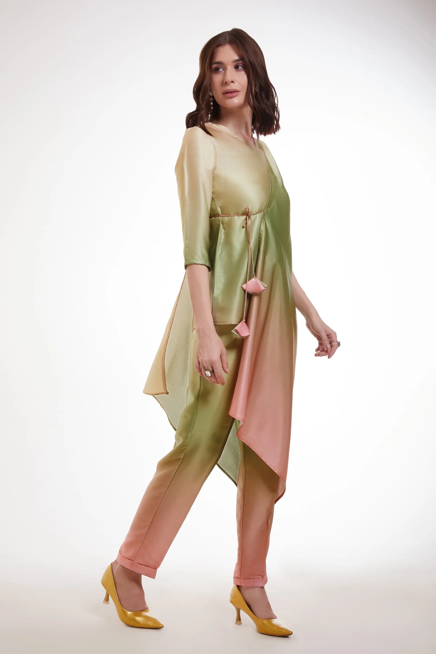 Mehrfarbig bedrucktes Satin-Set