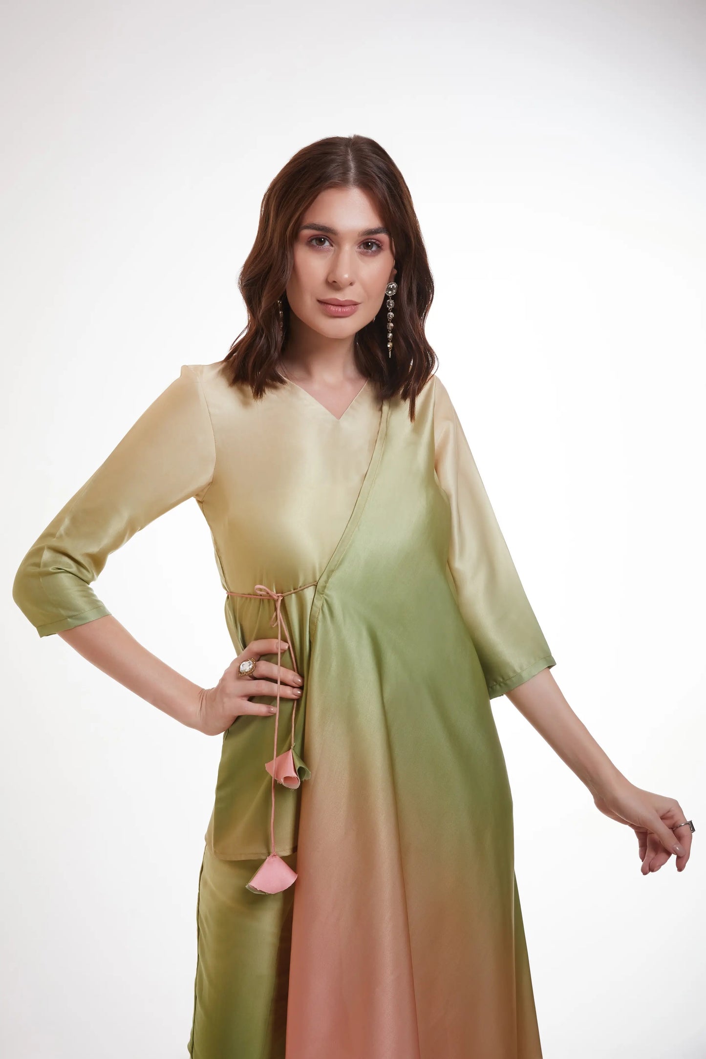 Mehrfarbig bedrucktes Satin-Set