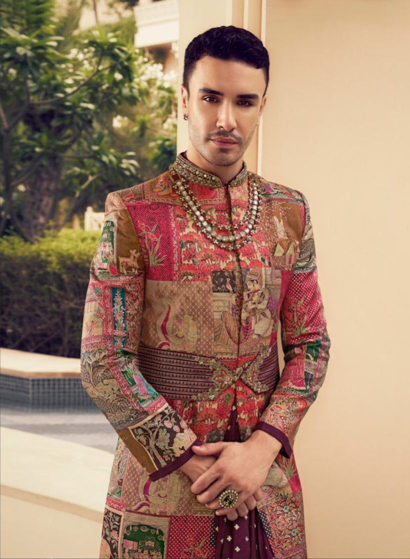 Eleganter rosa-grauer Braut-Lehenga mit Zarkan-Stickerei und Pailletten