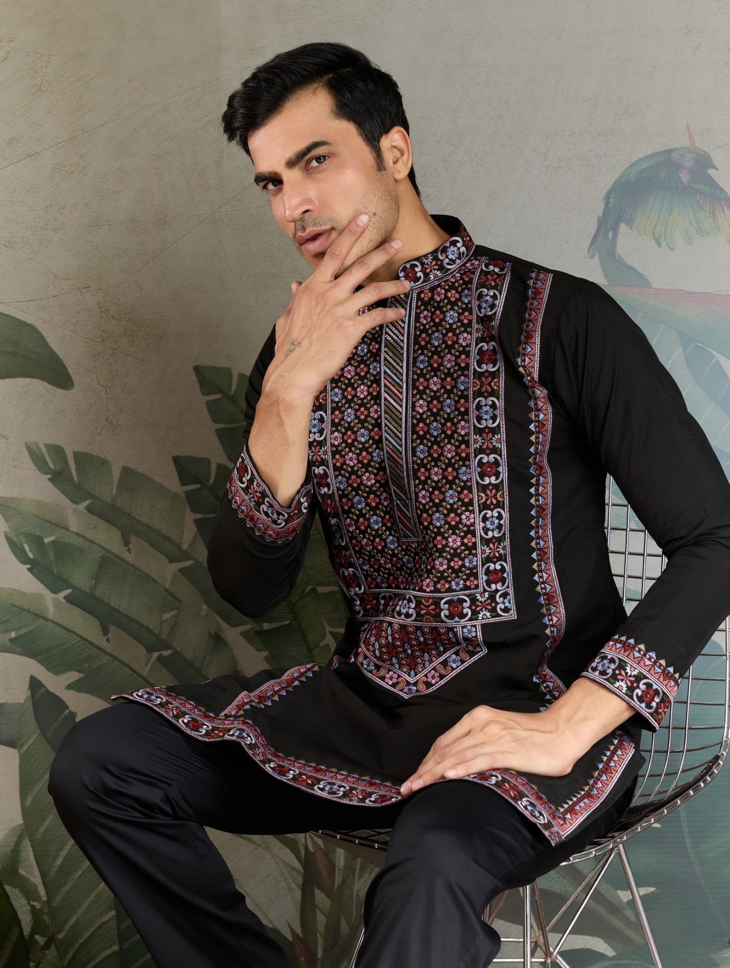 Himmelblaues Kurta mit Spiegelstickerei und Dupatta
