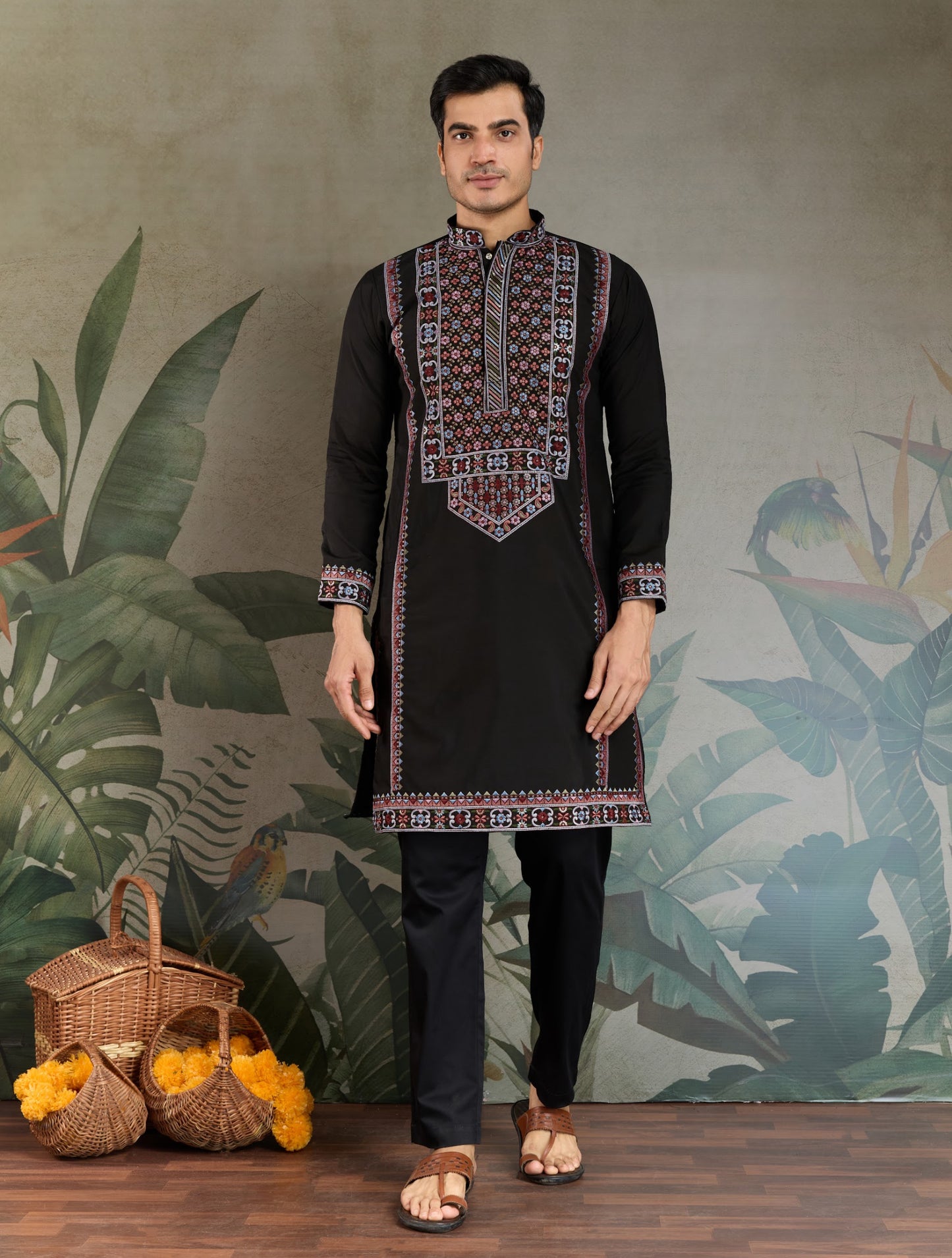 Himmelblaues Kurta mit Spiegelstickerei und Dupatta