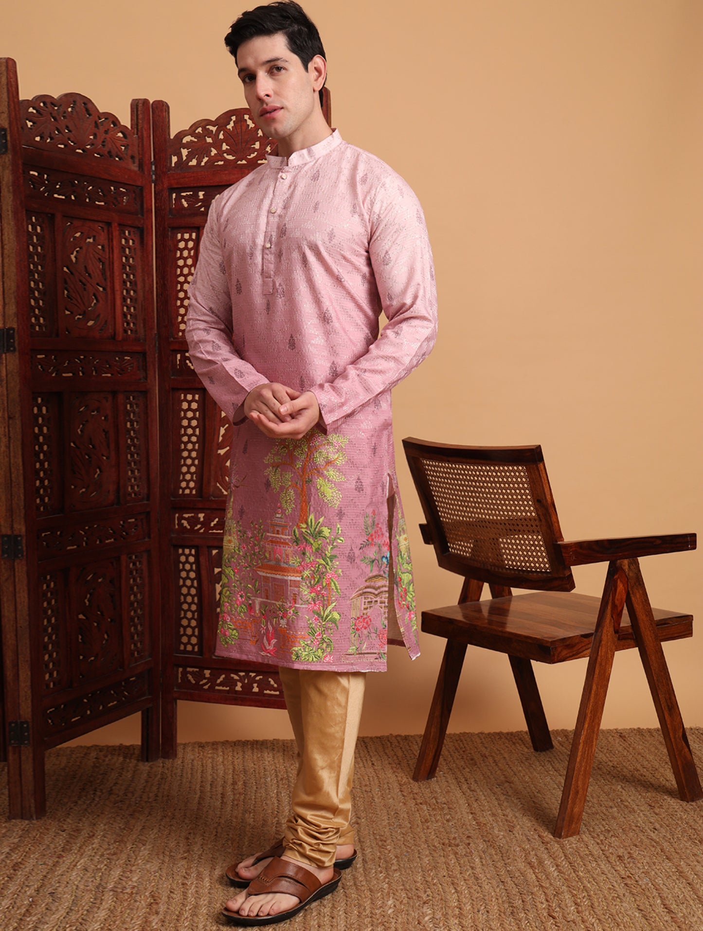 Himmelblaues Kurta mit Spiegelstickerei und Dupatta