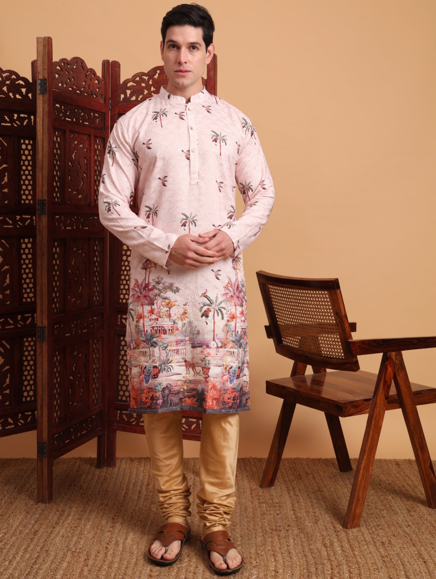 Himmelblaues Kurta mit Spiegelstickerei und Dupatta