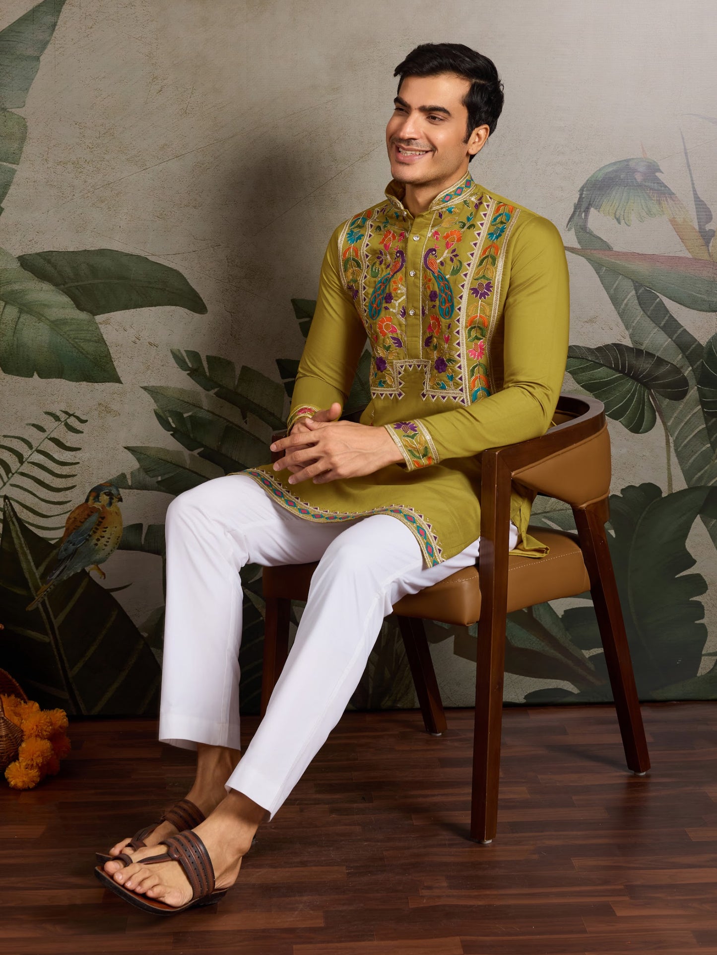 Himmelblaues Kurta mit Spiegelstickerei und Dupatta