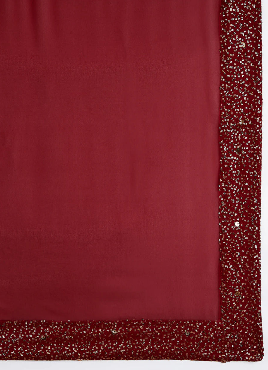 Kurta Pantalon Patiala Rouge Bordeaux en Georgette avec Dupatta COLLECTION YUVRAJ