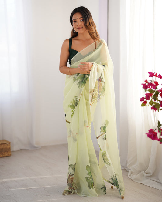 Sari moderne vert deux tons COLLECTION ALANA