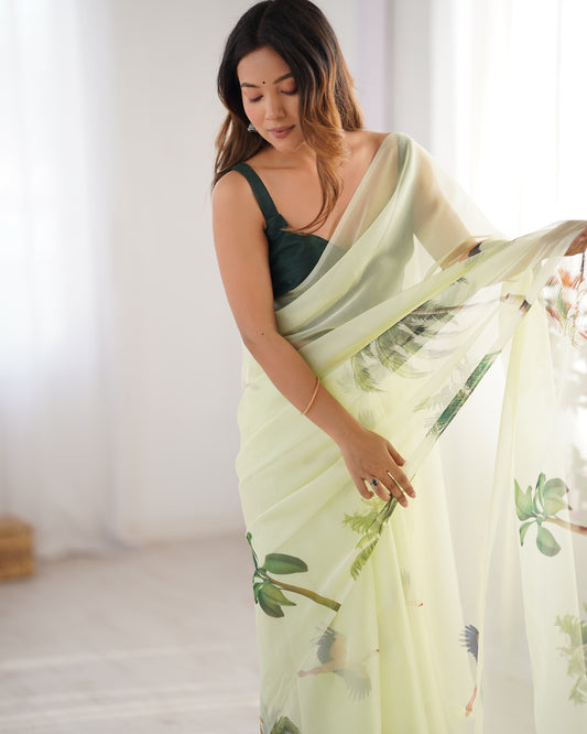 Sari moderne vert deux tons COLLECTION ALANA