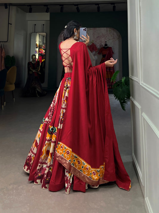 Lehenga de Navratri Gota Patti rouge