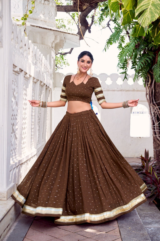 Lehenga de Navratri Chanderi JULLY marron