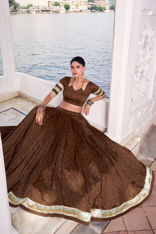 Lehenga de Navratri Chanderi JULLY marron