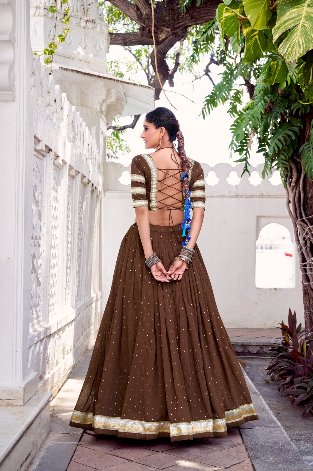 Lehenga de Navratri Chanderi JULLY marron
