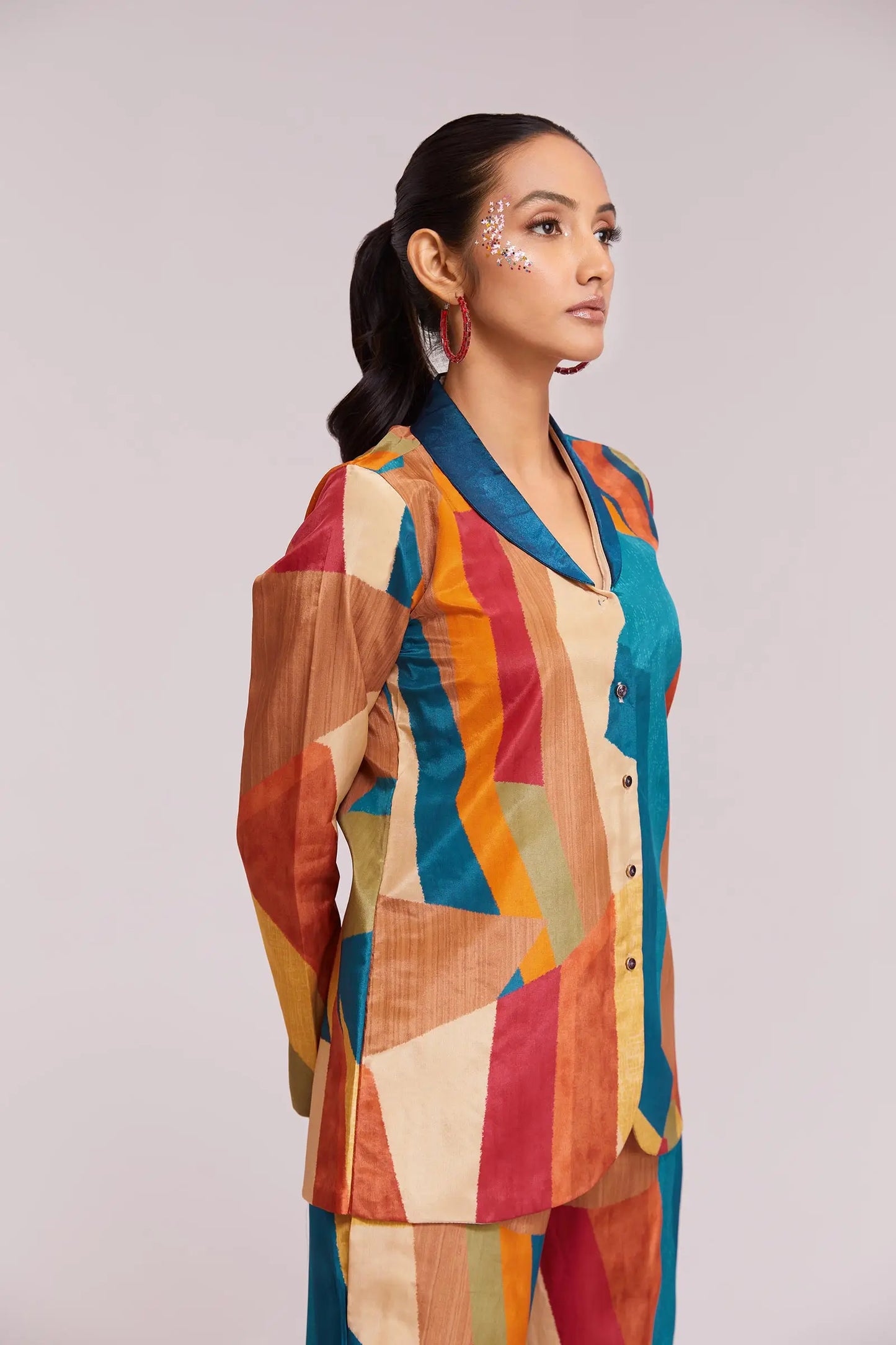 Trendy mehrfarbig bedrucktes Kombi-Set (Co-Ord Set)