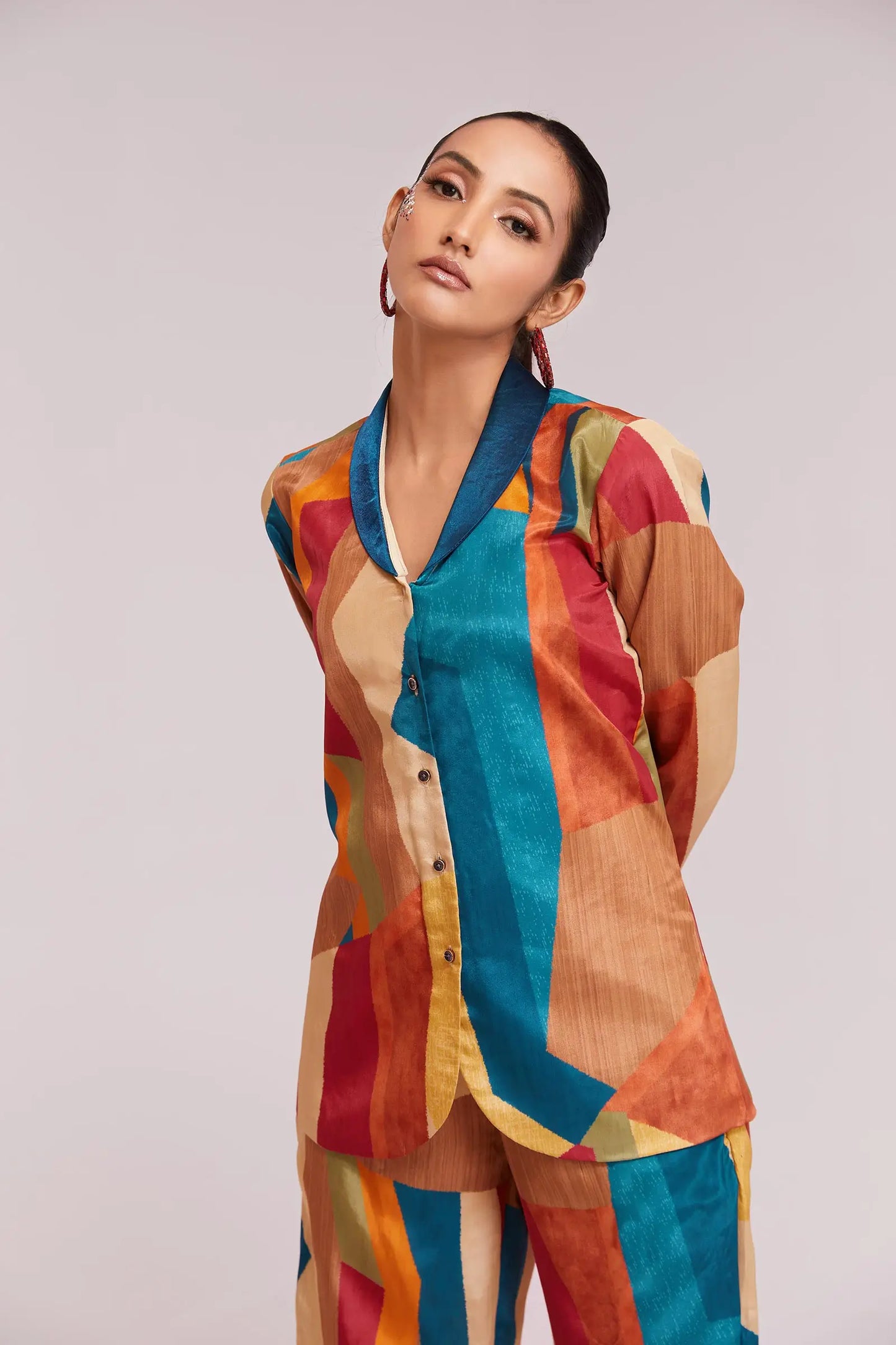 Trendy mehrfarbig bedrucktes Kombi-Set (Co-Ord Set)