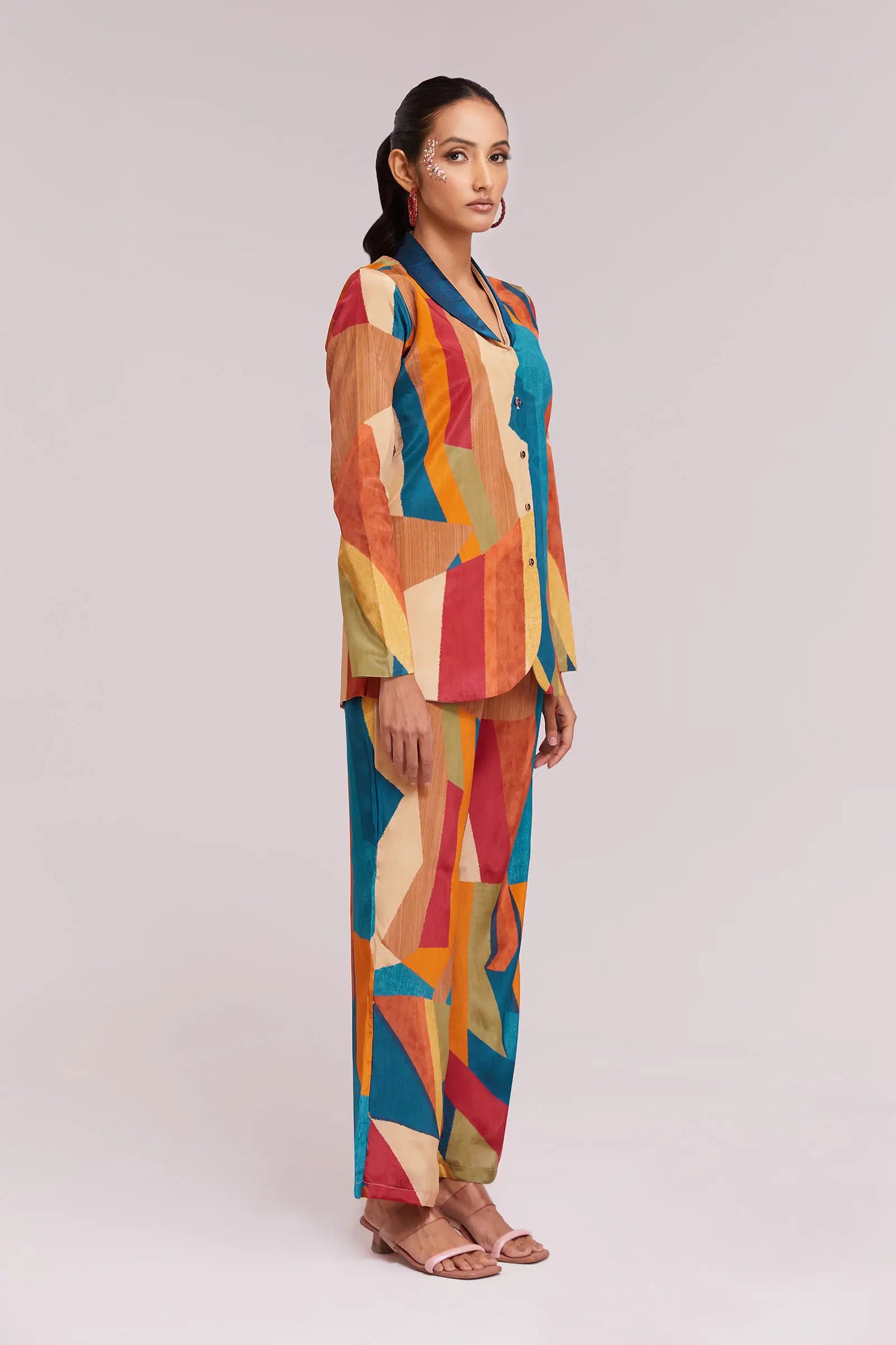 Trendy mehrfarbig bedrucktes Kombi-Set (Co-Ord Set)