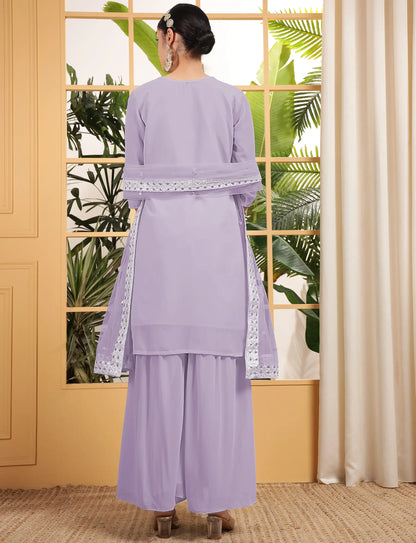Salwar kameez lavande en georgette avec broderie à sequins