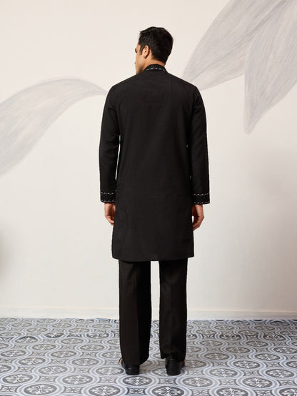 Sky blue kurta with mirror embroidery and dupatta