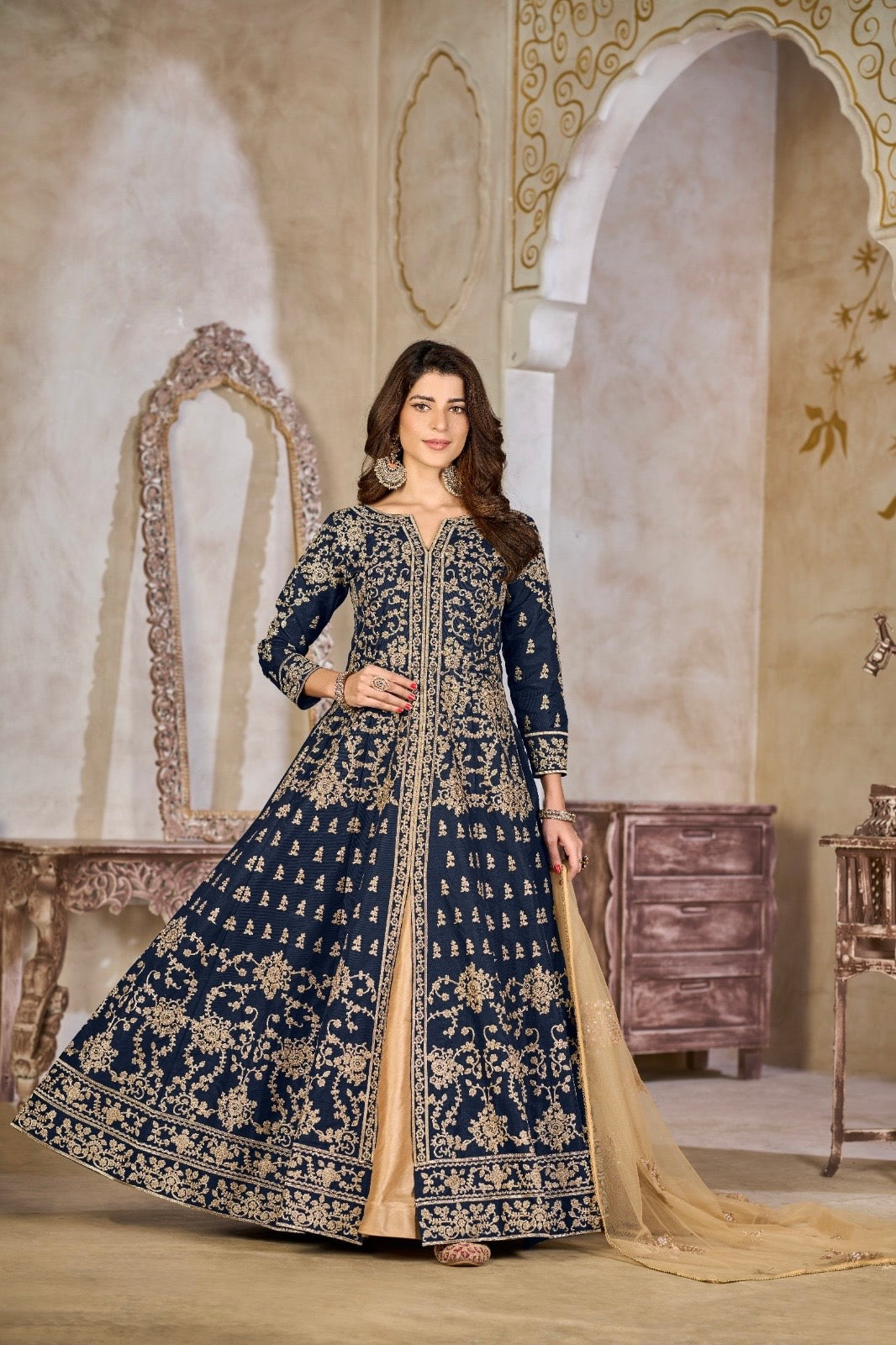 Robe Maxi Bleu foncé de fête en tulle COLLECTION NAYLA