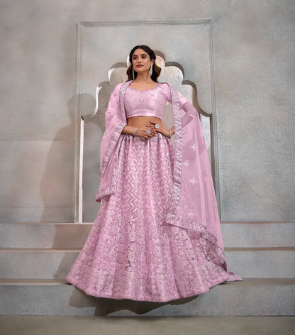 Ensemble Lehenga Choli Rose Lavande en tulle