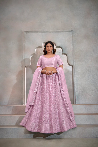 Ensemble Lehenga Choli Rose Lavande en tulle