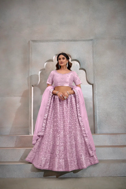 Ensemble Lehenga Choli Rose Lavande en tulle