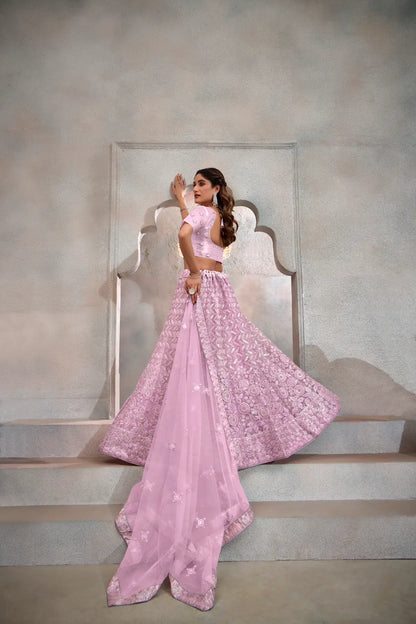 Ensemble Lehenga Choli Rose Lavande en tulle