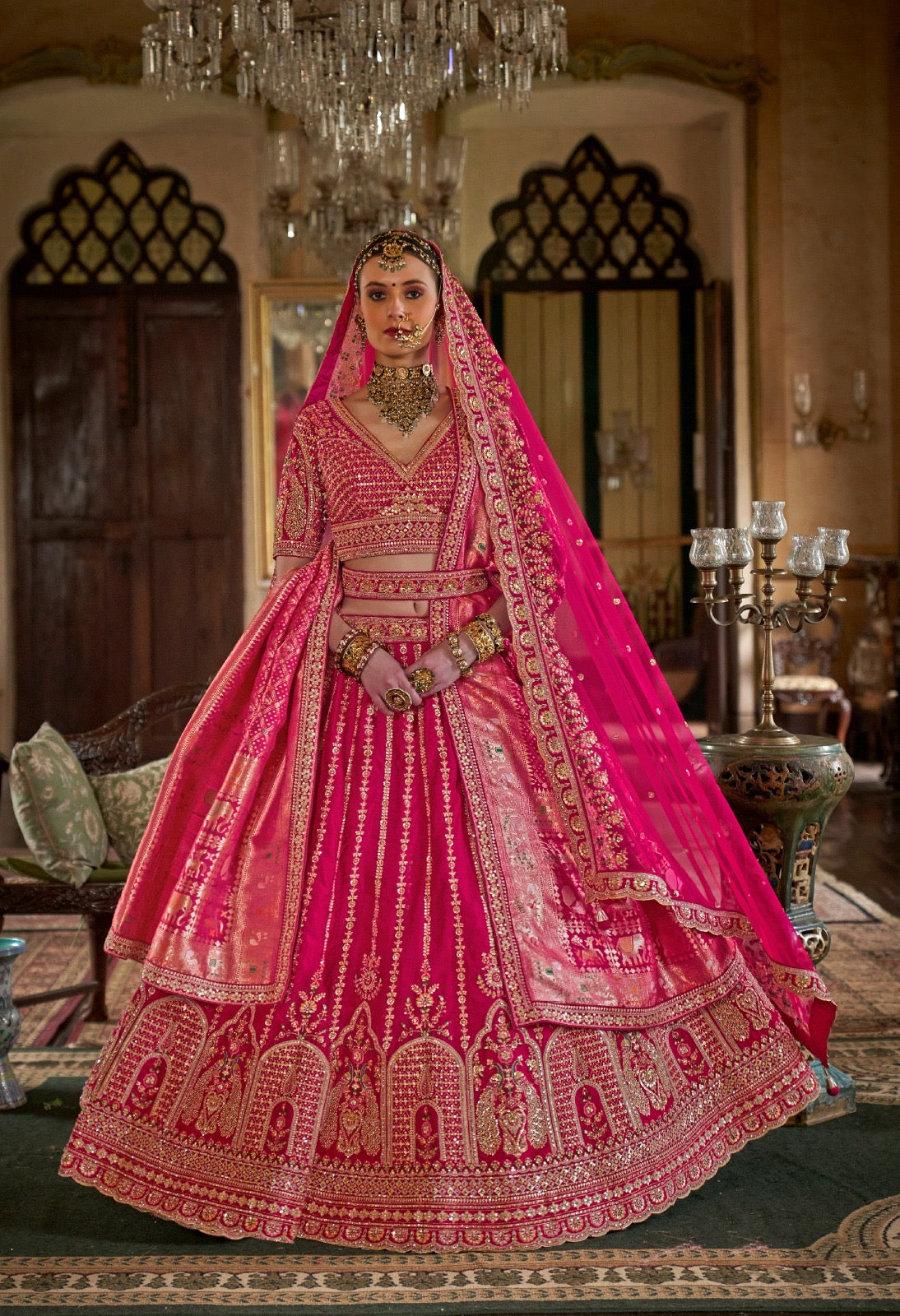 Exclusive Designer Fuchsia Pink Bridal Lehenga with Embroidered and Applique Work NAVYA COLLECTION 2025