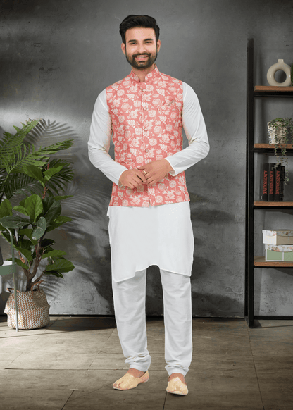 Peach chiffon crystal evening sari with sequin and thread embroidery