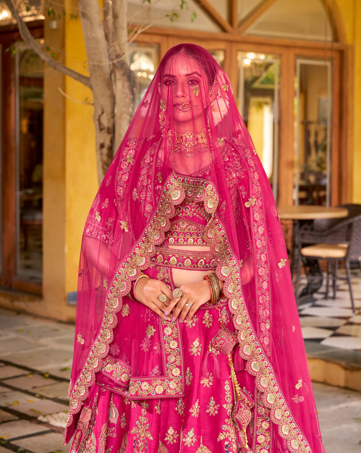 Exclusive Designer Fuchsia Pink Bridal Lehenga with Embroidered and Applique Work NAVYA COLLECTION 2025