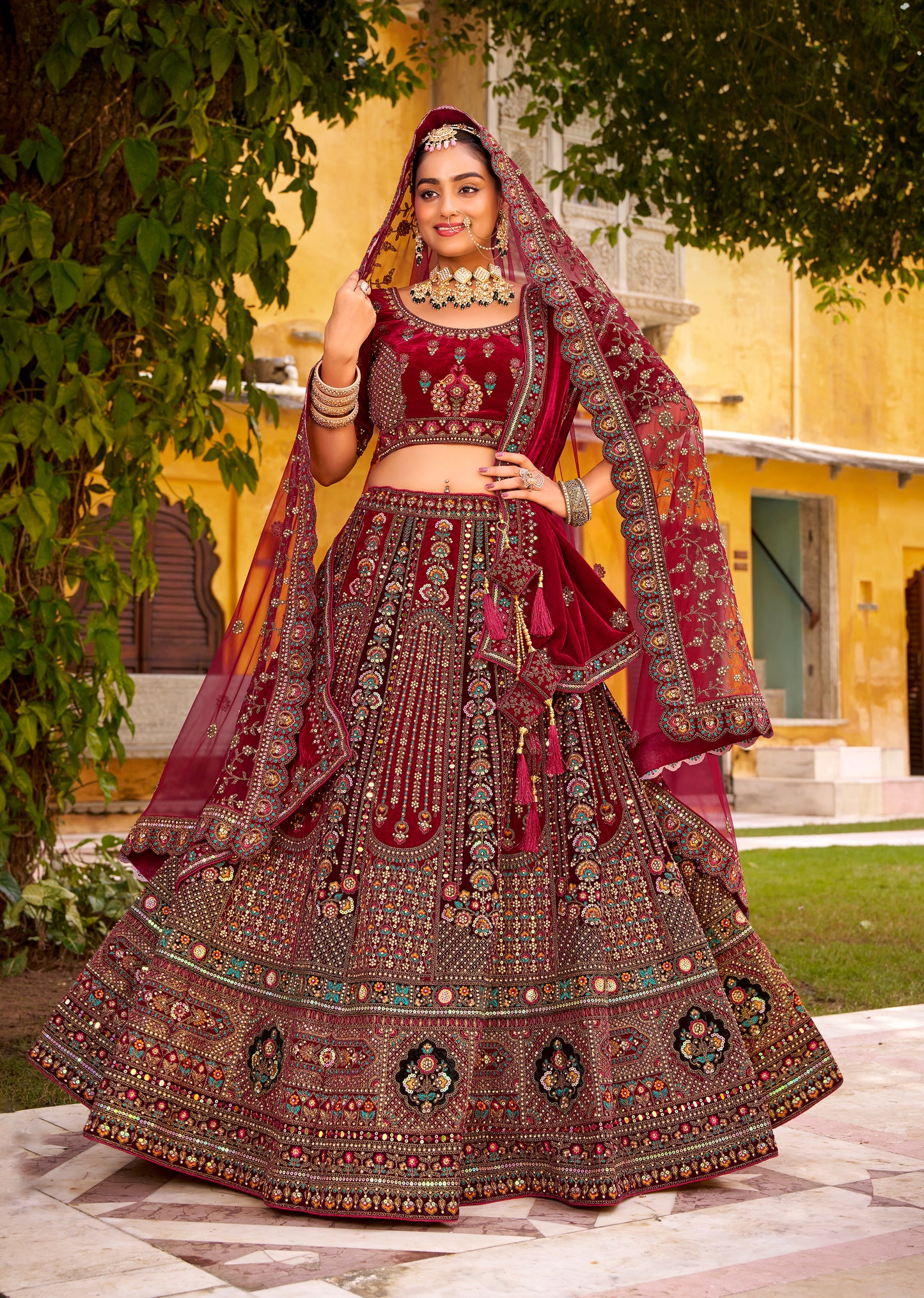 Exclusive Designer Fuchsia Pink Bridal Lehenga with Embroidered and Applique Work NAVYA COLLECTION 2025