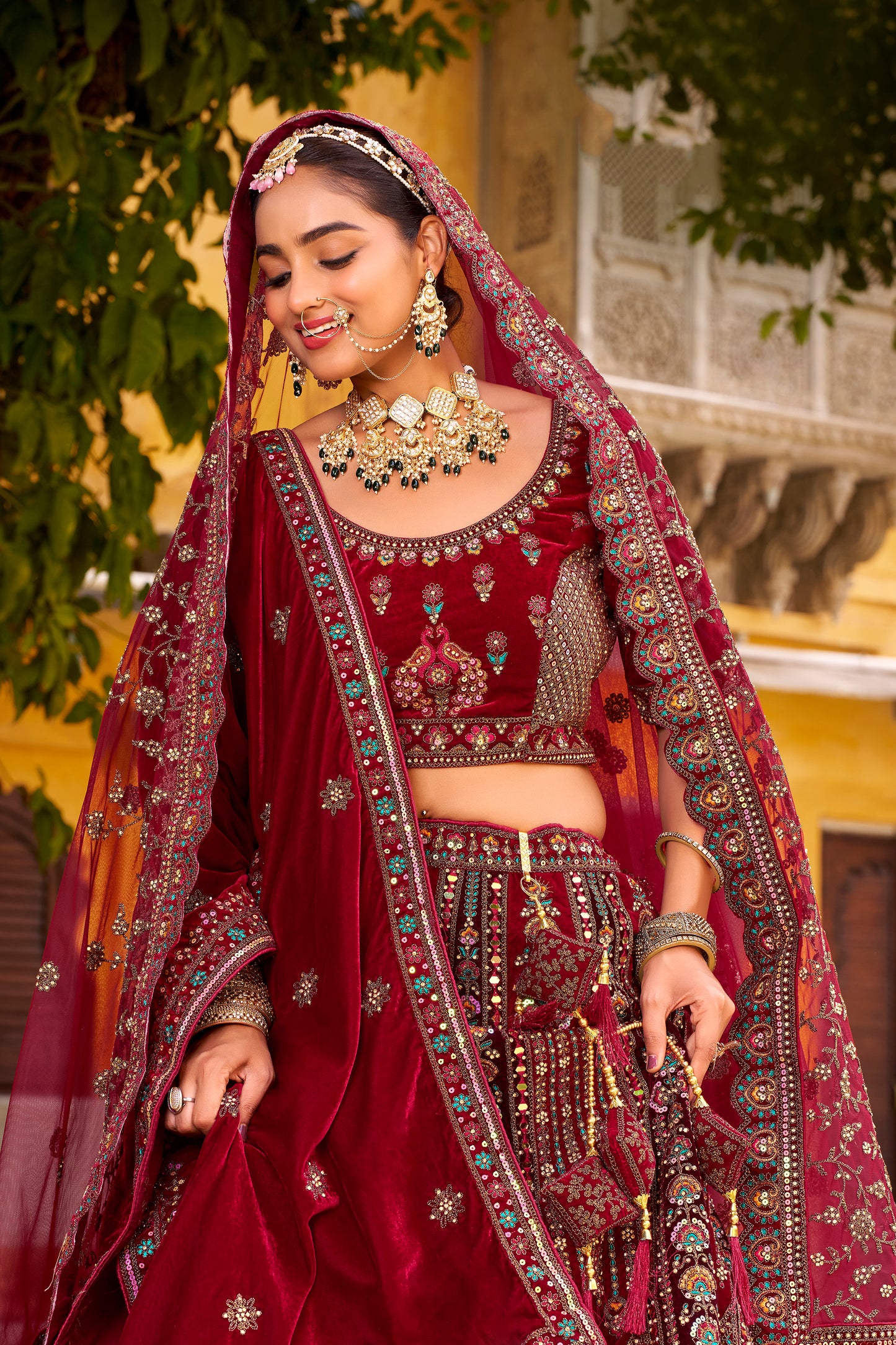 Exclusive Designer Fuchsia Pink Bridal Lehenga with Embroidered and Applique Work NAVYA COLLECTION 2025