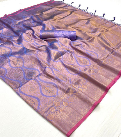 Green glass silk sari with multi-colored red floral blouse and digital print, sequin and thread embroidery
