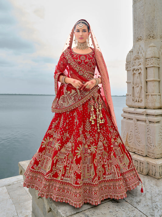 Eleganter rosa-grauer Braut-Lehenga mit Zarkan-Stickerei und Pailletten