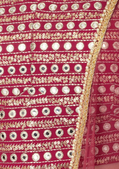 Lehenga fancy en georgette rose avec travail de sequins multiples