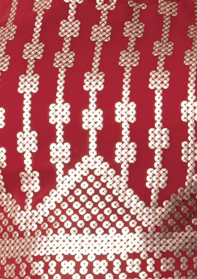 Lehenga en georgette bordeaux avec sequins et broderie à fil