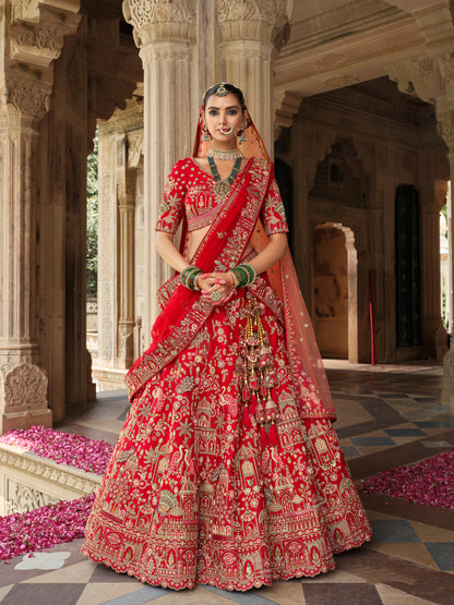 Exklusiver Designer-Braut-Lehenga in Fuchsia-Pink mit Stickereien und Applikationen, NAVYA-KOLLEKTION 2025