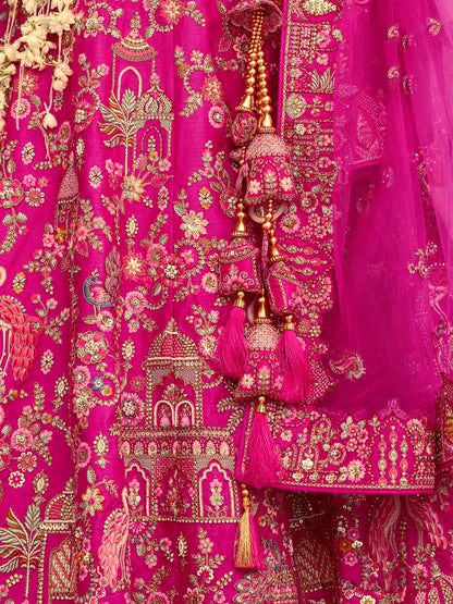 Exclusive Designer Fuchsia Pink Bridal Lehenga with Embroidered and Applique Work NAVYA COLLECTION 2025