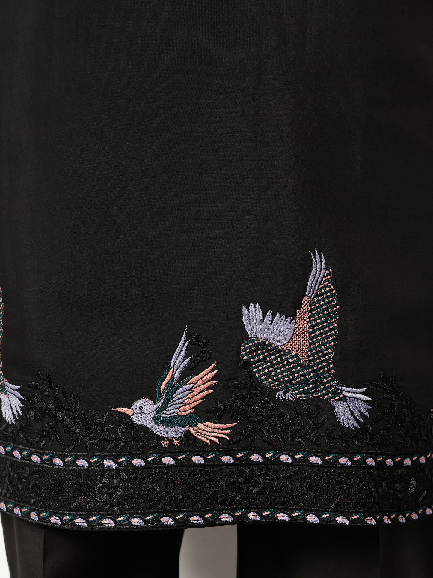 Sky blue kurta with mirror embroidery and dupatta