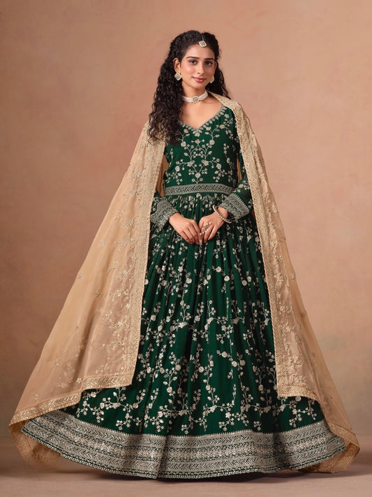 Eleganter rosa-grauer Braut-Lehenga mit Zarkan-Stickerei und Pailletten