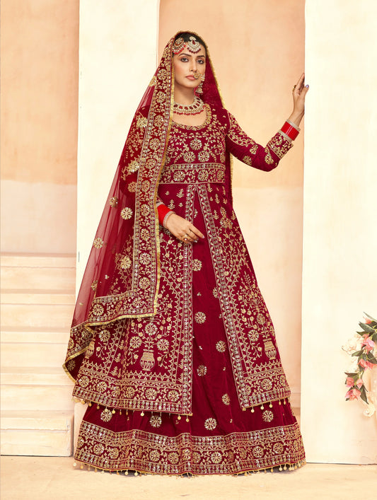 Eleganter rosa-grauer Braut-Lehenga mit Zarkan-Stickerei und Pailletten