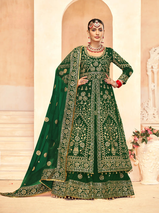 Eleganter rosa-grauer Braut-Lehenga mit Zarkan-Stickerei und Pailletten