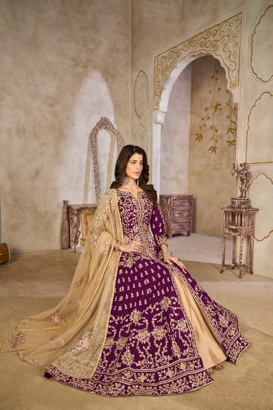 Robe Maxi Violet foncé de fête en tulle COLLECTION NAYLA