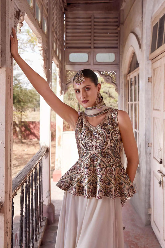 Multicolor Georgette Set with Sequin and Thread Embroidery, accompanied by a Dupatta ANAYA COLLECTION